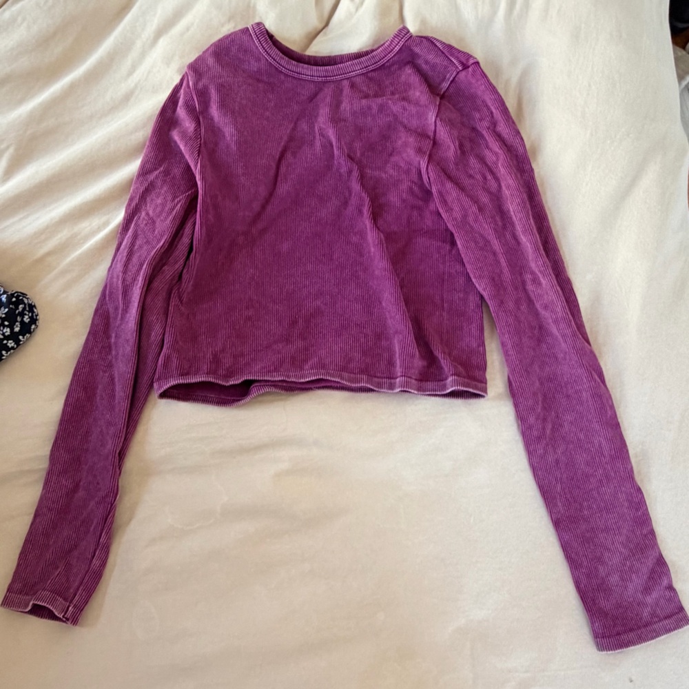 Together Magenta Ribbed Crewneck Top